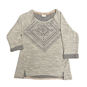 COLUMBIA SPORTSWEAR Sweatshirt Womens XS Lightweight Boho 3/4 Sleeve Gray